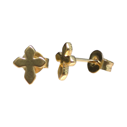Steel Cross Earrings – Gold Color – 8x7mm