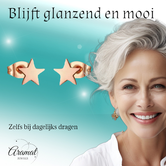 Star stud earrings rose gold steel – 7mm timeless