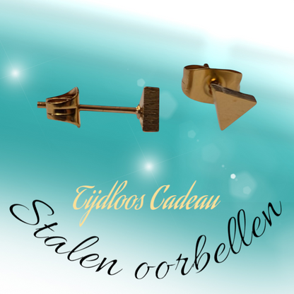 Stainless Steel Triangle Earrings Gold Color 5mm - Geometric Stud Earrings