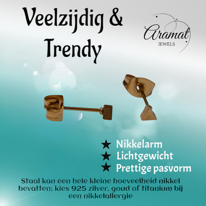 Steel Triangle Earrings Gold Color – 3mm