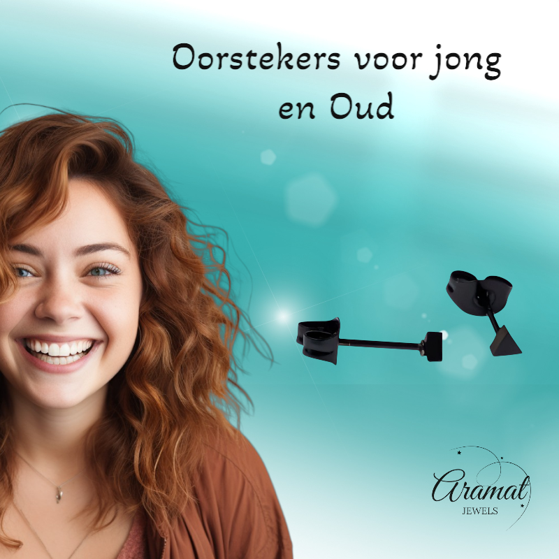 Boucles d'oreilles triangulaires en acier noir – 3 mm