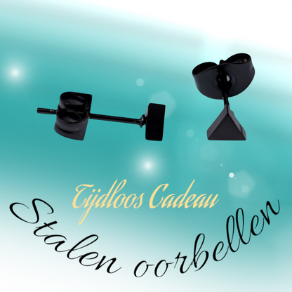 Steel Triangle Earrings Black – 4mm