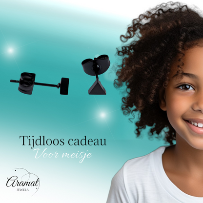 Steel Triangle Earrings Black – 4mm