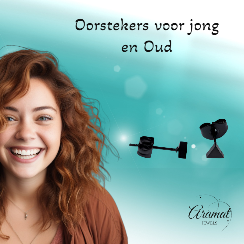 Steel Triangle Earrings Black – 4mm