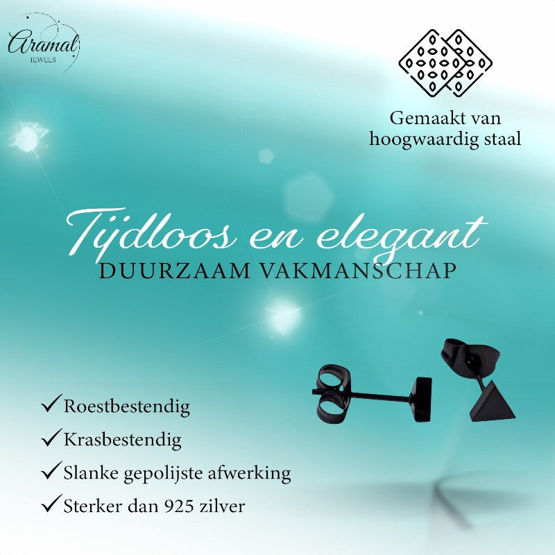 Boucles d'oreilles triangulaires en acier noir – 5 mm