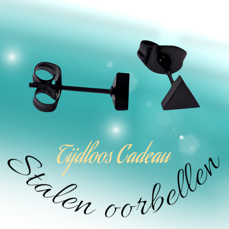 Boucles d'oreilles triangulaires en acier noir – 5 mm