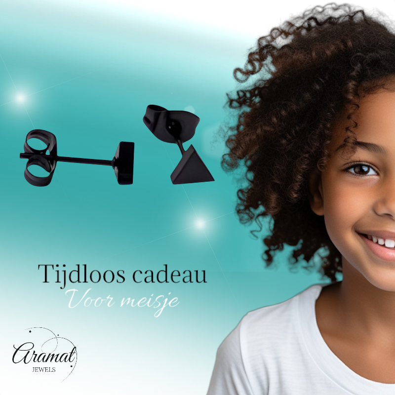 Boucles d'oreilles triangulaires en acier noir – 5 mm