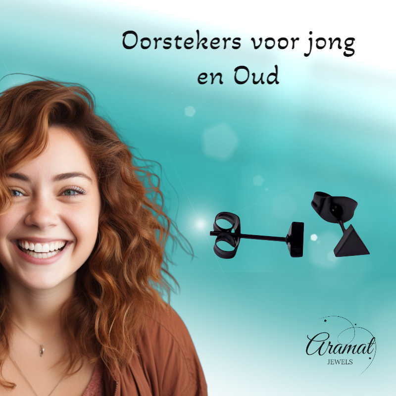 Boucles d'oreilles triangulaires en acier noir – 5 mm