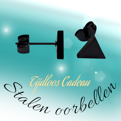 Steel Triangle Earrings Black – 8mm