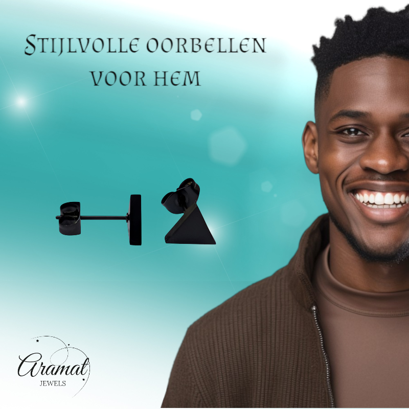 Steel Triangle Earrings Black – 8mm