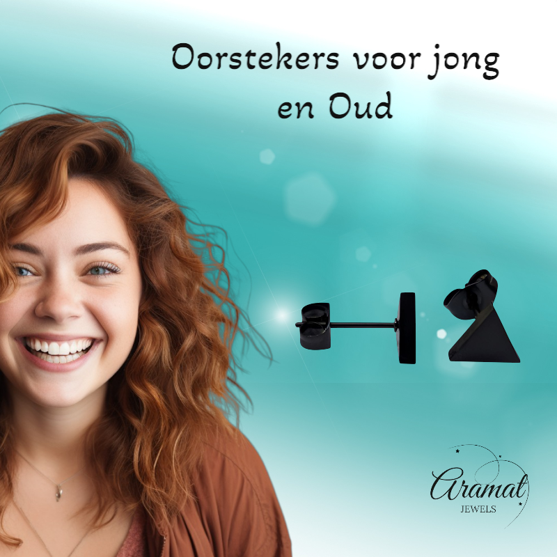 Steel Triangle Earrings Black – 8mm