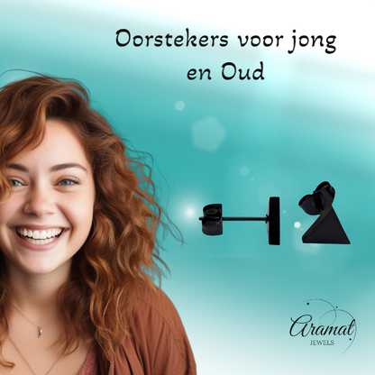 Steel Triangle Earrings Black – 8mm