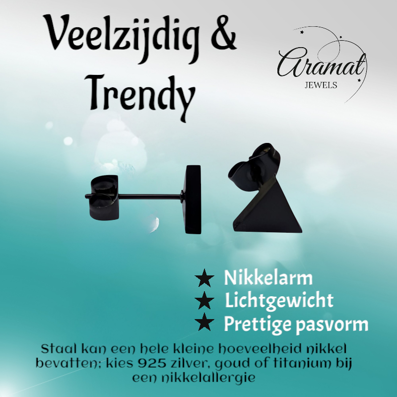 Steel Triangle Earrings Black – 8mm