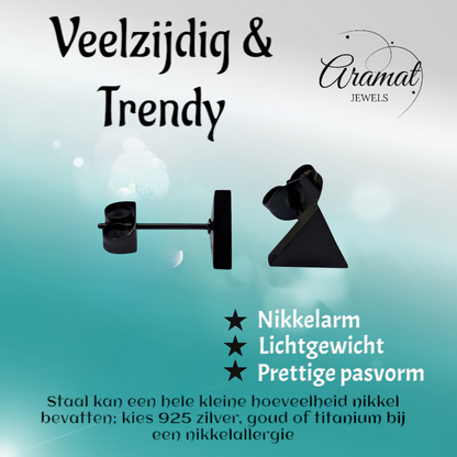 Steel Triangle Earrings Black – 8mm