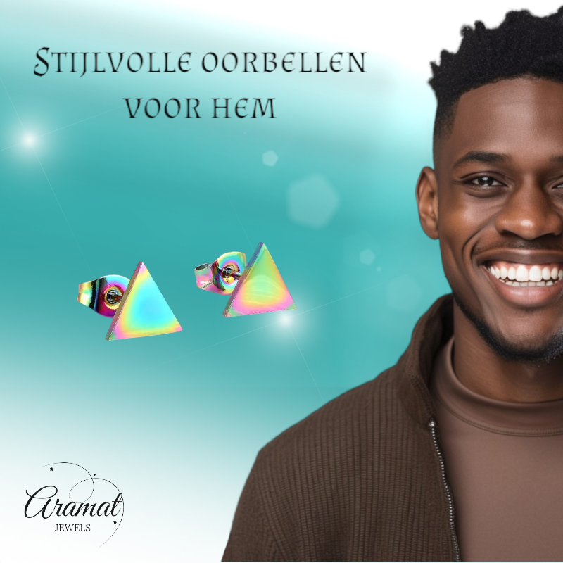 Steel Triangle Earrings Multicolor – 7mm