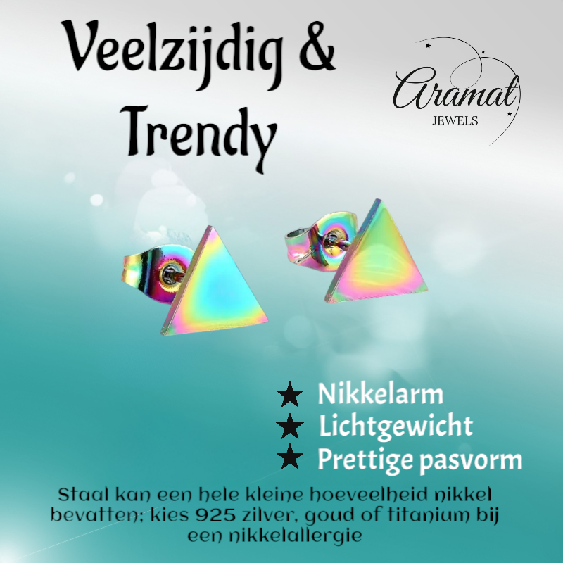 Steel Triangle Earrings Multicolor – 7mm