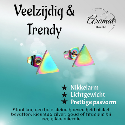 Steel Triangle Earrings Multicolor – 7mm