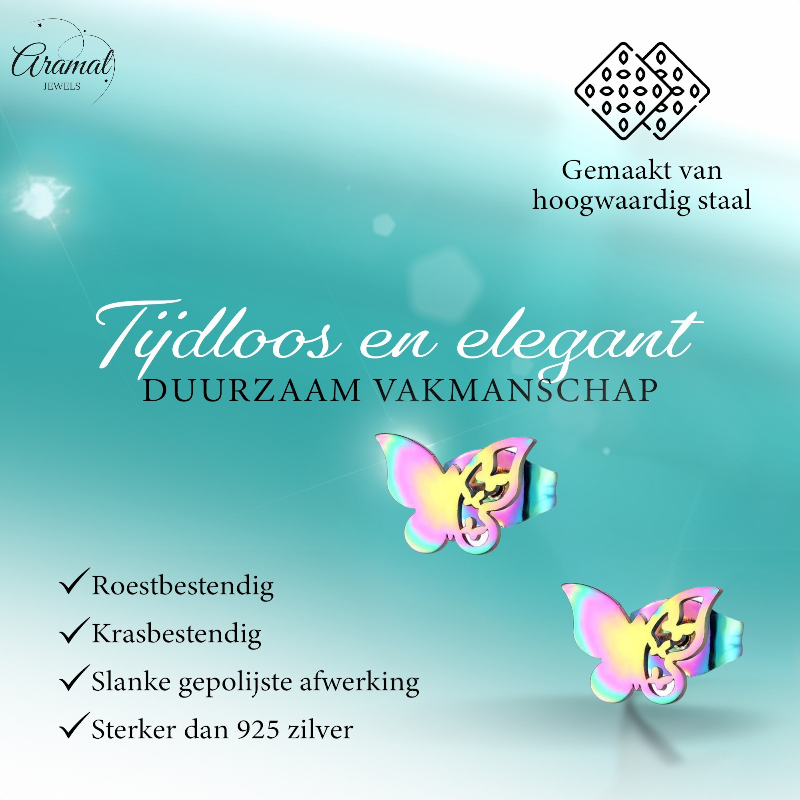 Butterfly stud earrings multicolor – 8x10mm unique design