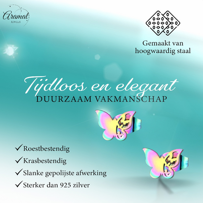 Butterfly stud earrings multicolor – 8x10mm unique design