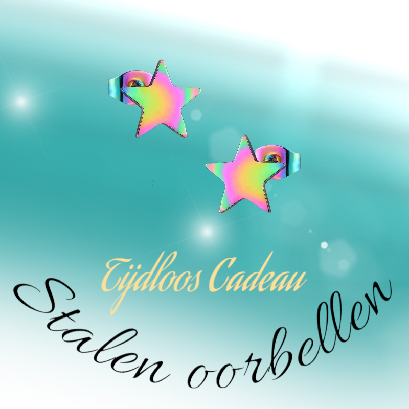 Boucles d'oreilles puces en forme d'étoile, acier multicolore – 7 mm, format compact