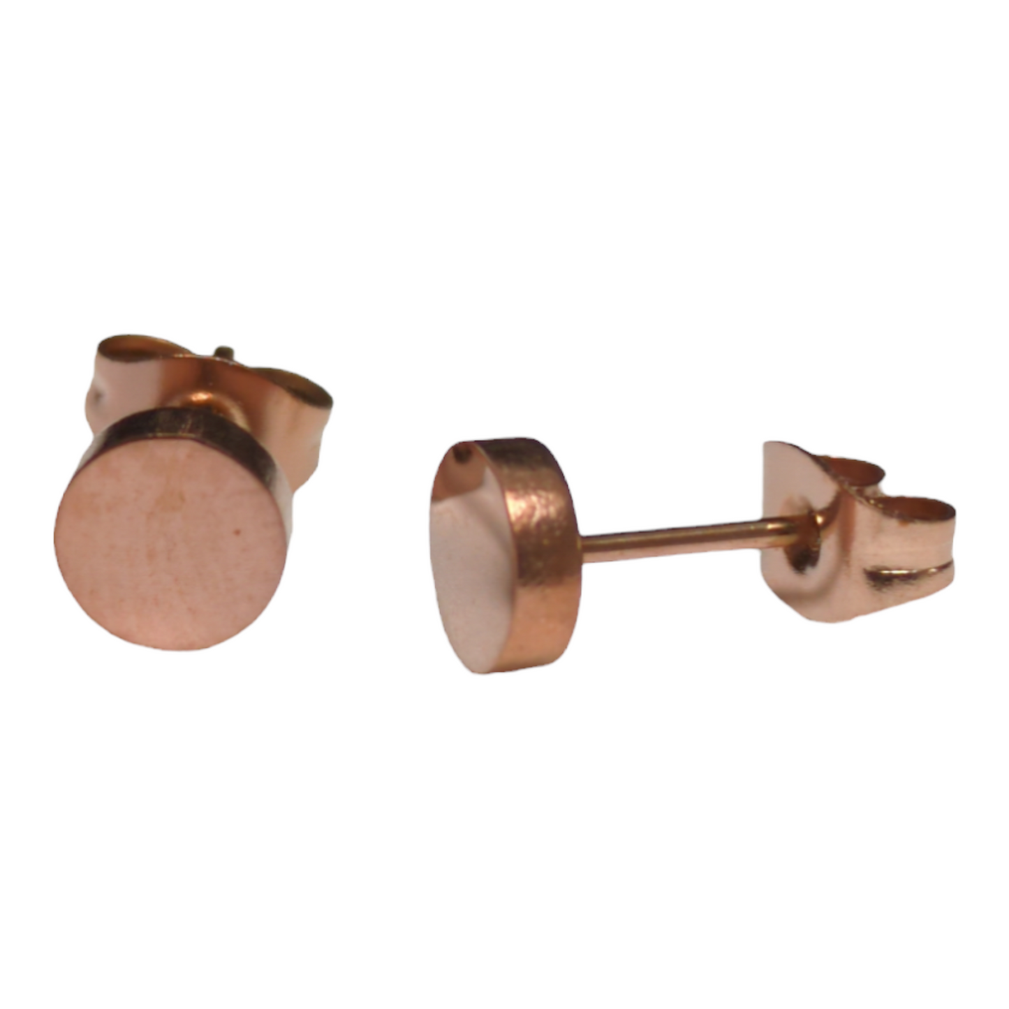 Rose-colored Round Ear Studs Stainless Steel 6mm