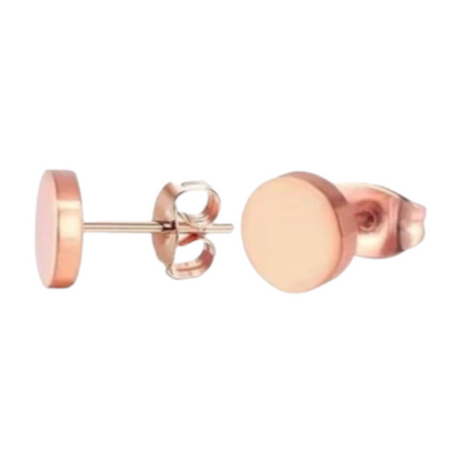Rose-colored Round Ear Studs Stainless Steel 8mm