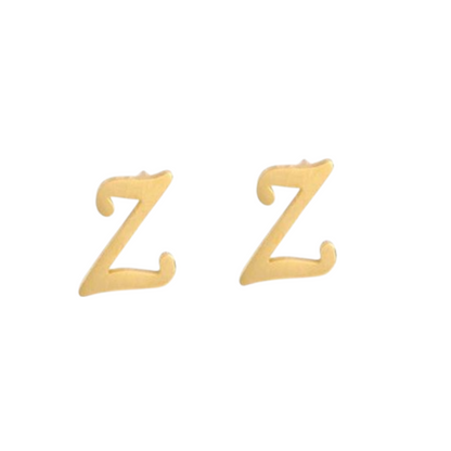 Stainless Steel Letter Z Earrings Gold Colored – Initial
