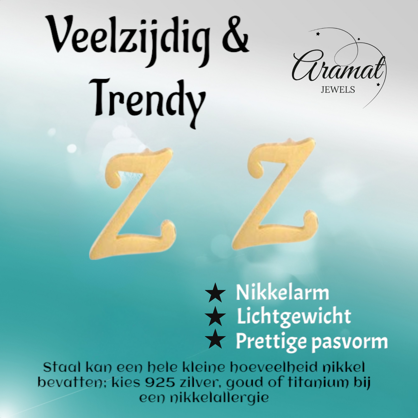 Stainless Steel Letter Z Earrings Gold Colored – Initial