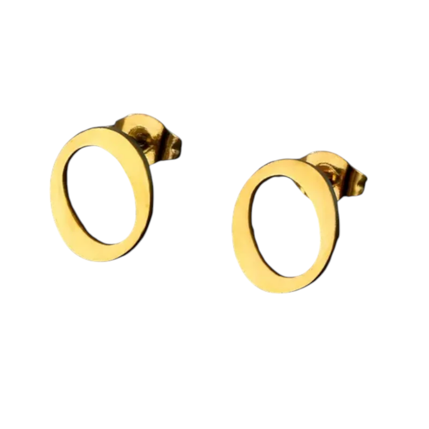 Stainless steel letter O stud earrings, gold-colored