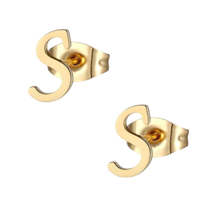 Stainless Steel Earrings Letter S – Gold-Colored – 10 mm