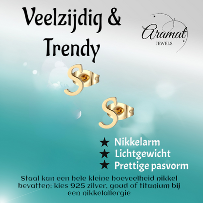 Stainless Steel Earrings Letter S – Gold-Colored – 10 mm