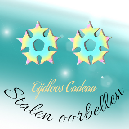 Circle of stars stud earrings multicolor – 9mm