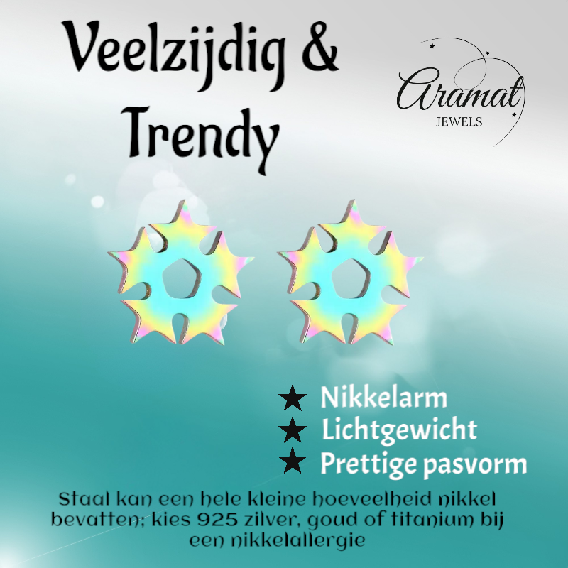 Circle of stars stud earrings multicolor – 9mm