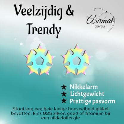 Circle of stars stud earrings multicolor – 9mm