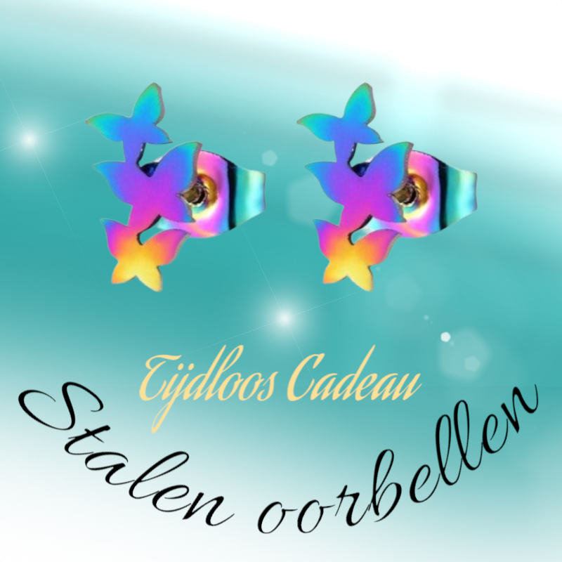 Bar studs multicolor – 3 butterflies – 10x6mm