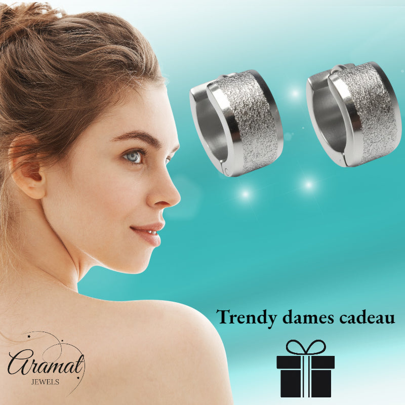 Huggies – Stainless Steel Sandblasted Silver Color (13mm) 