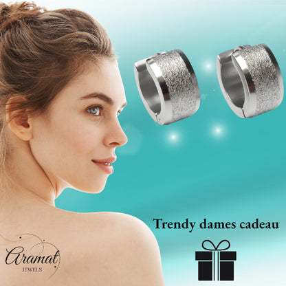 Huggies – Stainless Steel Sandblasted Silver Color (13mm) 