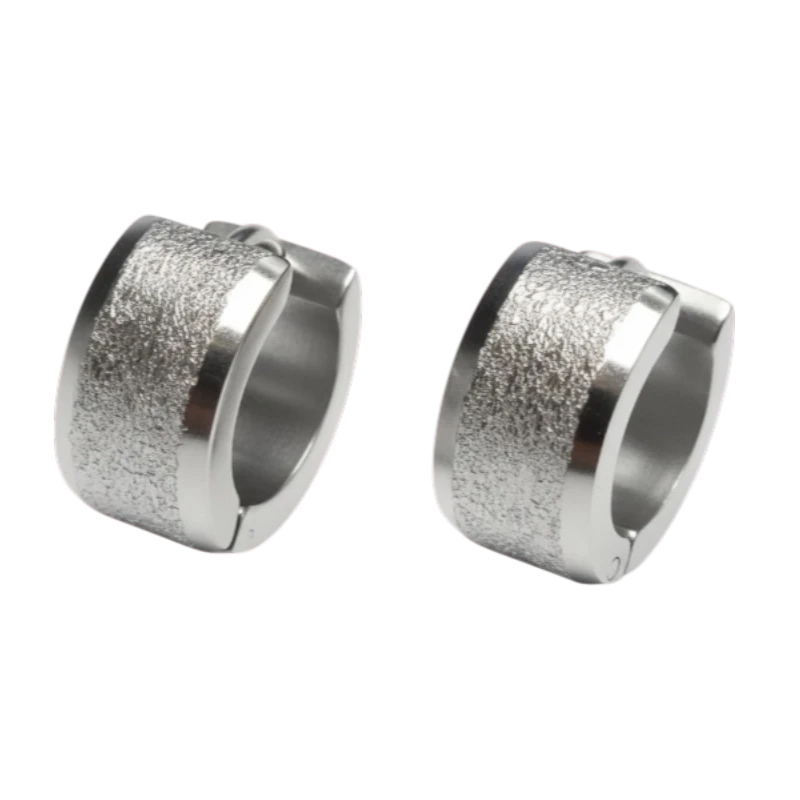 Huggies – Stainless Steel Sandblasted Silver Color (13mm) 