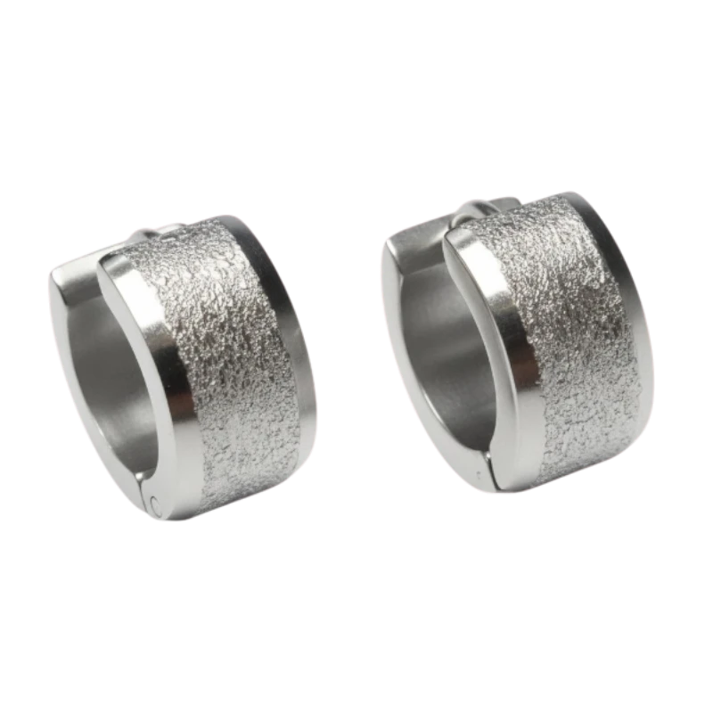 Huggies – Stainless Steel Sandblasted Silver Color (13mm) 