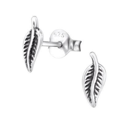 Silver Leaf Earrings Antique Look – 9x3mm