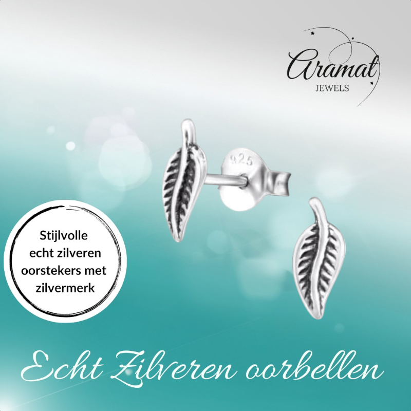 Silver Leaf Earrings Antique Look – 9x3mm