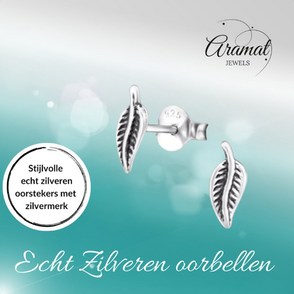 Silver Leaf Earrings Antique Look – 9x3mm