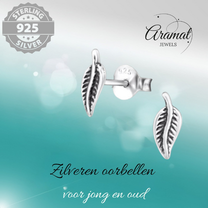 Silver Leaf Earrings Antique Look – 9x3mm