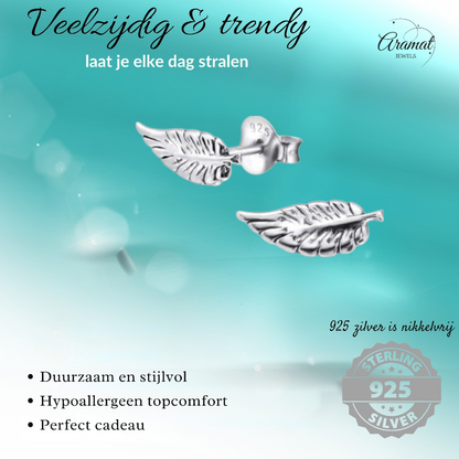 Silver Leaf Earrings Antique Look – 11x4mm