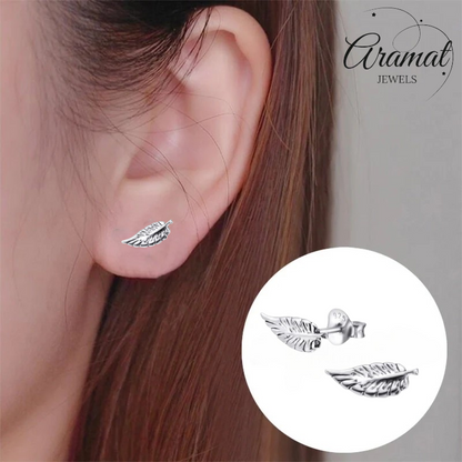 Silver Leaf Earrings Antique Look – 11x4mm