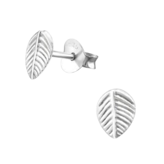 Silver Leaf Earrings Antique Look – 7x5mm