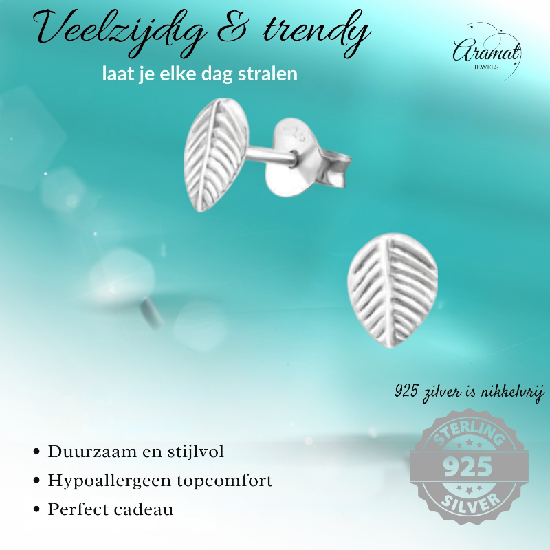 Silver Leaf Earrings Antique Look – 7x5mm