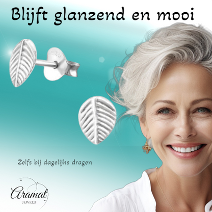 Silver Leaf Earrings Antique Look – 7x5mm