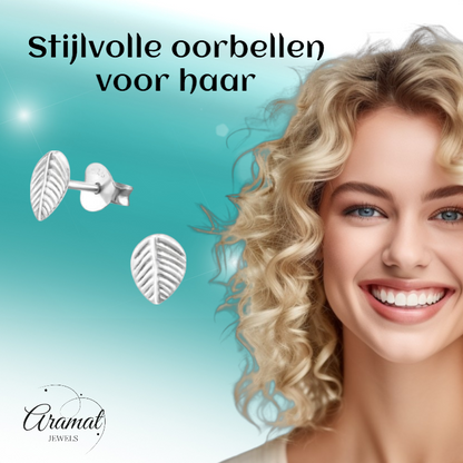 Silver Leaf Earrings Antique Look – 7x5mm