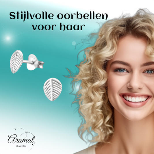 Silver Leaf Earrings Antique Look – 7x5mm